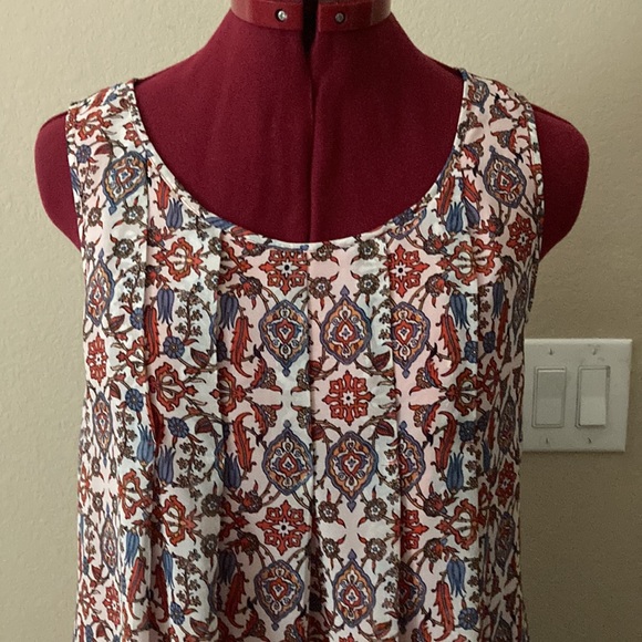 MAX STUDIO SZ Medium. Sleeveless orange gray printed lined dress 100% polyester - Picture 3 of 8